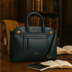 Furla Alice Greenish Blue Large Satchel/Crossbody Bag/Shoulder Bag MADE IN ITALY